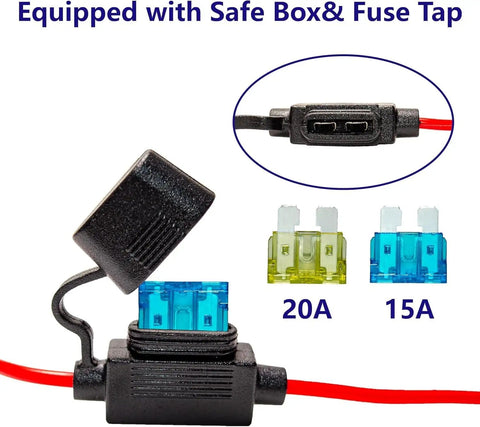 Beefy Two Pack 10 AWG 2 Foot SAE To O Ring Terminal Quick Disconnect Charger Cable with 2 Pin SAE Connector and 15A 20A fuses