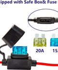 Close-up of 10 AWG 2 Ft Charger Cable With SAE To O Ring Terminal Quick Disconnect Harness featuring 15A and 20A fuses.