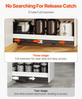 Diagram showing Beefy Undermount Drawer Slides Set 16 24 32 40 Inch Full Extension Ball Bearing 260 lb Load Black Rails in kitchen