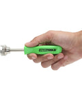 Hand holding Drum Brake Spring Tool For Easy Removal And Installation Of Brake Springs And Washers Fits Five Eighths To Seven Eighths Inch