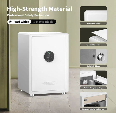 Biometric Fingerprint Safe With Touch Screen Auto Open 3.38 Cu Ft Steel Home Safe For Wardrobe And Office Digital Password Lock