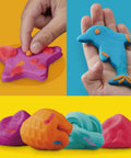 Forty Two Pack Bulk Mini Modeling Compound Cans For Creative Kids And Rad Little Legends showcasing colorful clay sculptures and creations.