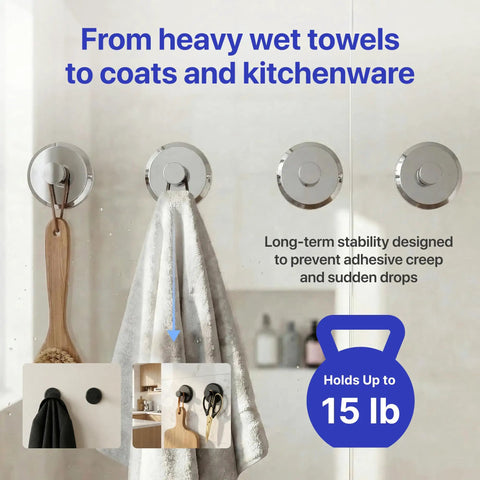 Suction Cup Hooks 4 Pack For Shower And Bathroom Towel Holder No Drill Strong Hold On Tiles Glass Doors And Mirrors Chrome Finish