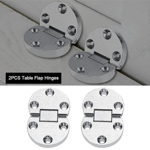 2pcs zinc alloy flap hinges for folding tables, oval, silver finish, self-supporting, 10kg max load