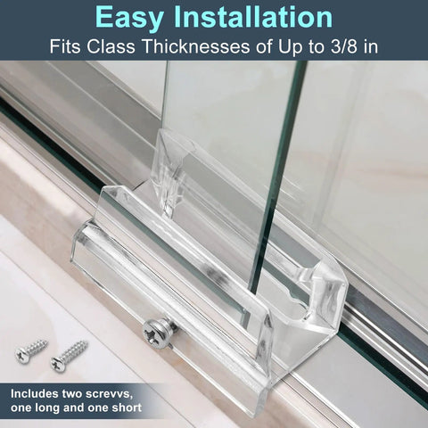 Sliding Shower Door Bottom Guide For Top Hung Glass Doors 3/8 Inch Channel Bathroom Track Replacement showing easy installation setup with screws.