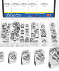 54 Piece Assorted U Style Clip On Nuts Crafted From Grade 304 Stainless Steel Snap Tight To Auto Fender And Dash Panel Hardware.
