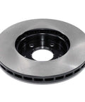 Electrophoretic Front Vented Brake Rotor With Beefed-Up Coating For Superior Corrosion Resistance And Salt Spray Protection, Tight Tolerances For Smooth, Quiet Braking And Long-Lasting Performance shown from a side view.