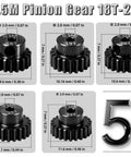 Pinion Gear Set 18T 19T 20T 21T 22T For RC Cars 0.5 Mod 2mm Shaft Durable Steel Built To Last With Five Gears And Grub Screws