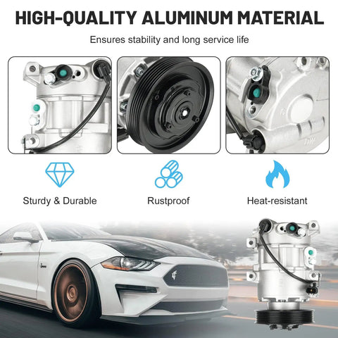 Top Tier AC Compressor With Clutch For 2012 Through 2017 Hyundai Accent Kia Rio 1.6 Liter Motor showing high-quality aluminum design and pulley.