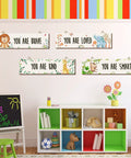 4 Piece Baby Nursery Wall Art Set Unframed Woodland Animal Prints With Inspirational Quotes for boys and girls in bedroom decor