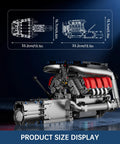 V8 Engine Model Kit For Adults With 1169 Pieces STEM Building Set, Working Transmission, Realistic Blade Rotation, And 4 Speed Gear System For True Gearhead Drivetrain Practice, 33.2cm size