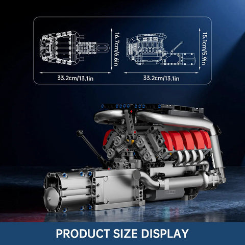 V8 Engine Model Kit For Adults With 1169 Pieces STEM Building Set, Working Transmission, Realistic Blade Rotation, And 4 Speed Gear System For True Gearhead Drivetrain Practice, 33.2cm size