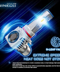 Badass H7 Powersports Headlight Bulbs 6500K Crisp White With Inline Cooling Fans Wireless Plug And Play Vehicle Accessory Pack Of Two Killer Output Zes LED Kit, showcasing a 9-leaf fan for cooling.