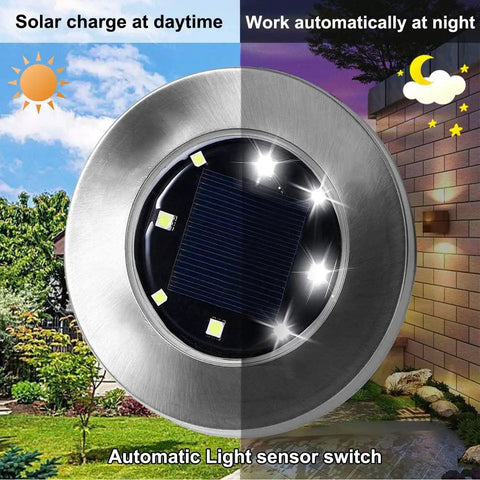 These Killer Solar In Ground Lights Pack Eight Leds For Super Bright Outdoor Glow Waterproof And Tough They Shine Six To Eight Hours Straight On A Charge With A Four Point Six Inch Diameter Ideal For Pathway Yard Lawn Patio Walkway In A Sixteen Pack Of