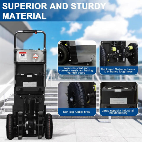 Heavy Duty Electric Stair Climbing Hand Truck 1200W Power With 880Lb Capacity Folding Cart built with durable materials and non-slip tires.
