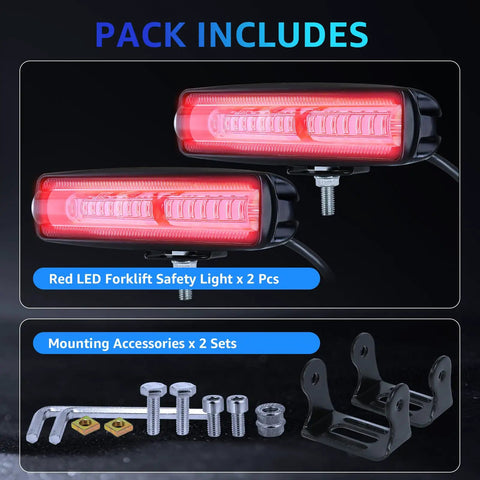 Ultra Bright Red LED Forklift Safety Light Casts A Clear Halo Zone On Floors To Warn Pedestrians Around Busy Warehouses Hella Reliable Industrial Warning Beacon