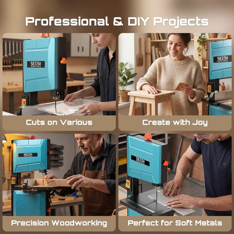 Rugged Benchtop Band Saw For Woodworking With 350-Watt Motor, 8-Inch Cutting Width And 3-1/8-Inch Cutting Height being used