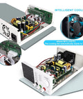 Interior view of 7 Modes 120V 3A Adjustable Bench Power Supply With Digital LCD Display showing components and cooling fan.