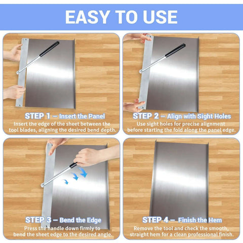 Steps to use 15.25 Inch Sheet Metal Bender Tool For Roofing Ductwork And HVAC Hemming Folding Hand Brake with built-in handle.