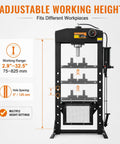 Heavy Duty Air Hydraulic Shop Press With Foot Pedal Totally Badass Rig, adjustable height from 2.9 to 32.5 inches.