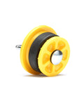 End Of Pipe Gripper Test Plug 2 Inch Yellow For Plumbing System Tests with large zinc wing nut and natural rubber O ring.