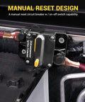 Rock Solid 30 Amp Circuit Breaker Fuse Inline Holder With No Sweat Manual Reset Push Button and Kill Switch Function, installed