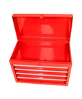 Heavy Duty Steel Rolling Tool Chest With Five Roomy Ball Bearing Drawers And Detachable Worktop, top view showing open lid and drawers.