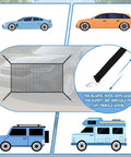 Top Rated Heavy Duty Grille Mesh Guard For Tesla Cybertruck 2024 Plus Radiator Cover shown with adjustable safety net.