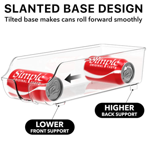 Slick Soda Can Organizer And Drink Dispenser Set Of Two For Fridge Or Pantry With Auto Roll Front To Keep Standard 12 Oz Cans Rolled Right Out Without The Hassle