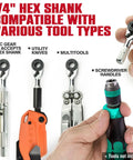 EDC Mini Ratchet Wrench With One Quarter Inch Hex End And Bit Holder For Quick Bit Changes, compatible with tools