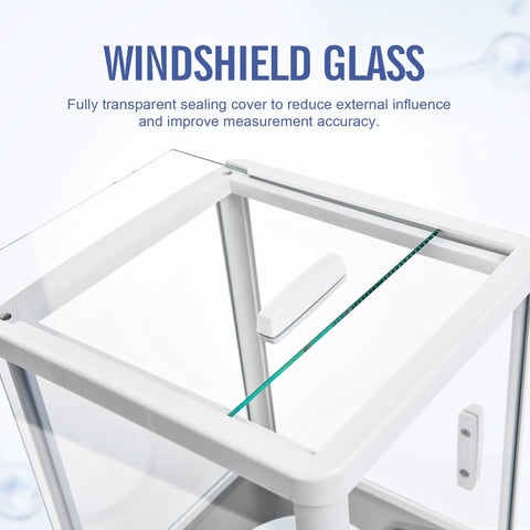 Top view of analytical balance windshield glass, showcasing sealing cover for Analytical Balance 500g Capacity 0.001g Accuracy Lab Scale.