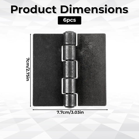 Dimensions of Six Pack 3 Inch Weld On Steel Butt Hinges Heavy Duty Rust Resistant Weldable Hinge Set for outdoor use