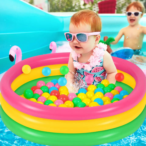 Inflatable Kiddie Pool With 50 Ball Set For Backyard Summer Water Play, 45 Inch Baby Pool With 50 Mini Balls, Safe PVC Construction