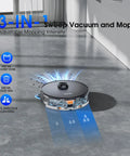 LiDAR Mapping Robot Vacuum And Mop With Smart Navigation WiFi App Alexa Voice Control Obstacle Avoidance Strong Suction for Home Cleanup, gray color, on hard floor