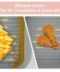 2 Pack 8 Inch Foldable Square Silicone Air Fryer Liners For 4 Qt To 6 Qt, Reusable Air Fryer Inserts And Covers, Grey and Pink