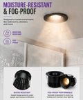 Sublimation 3 inch 5CCT Anti-Glare Led Recessed Lights, Deep Trim Canless Downlight, waterproof design in shower setting.