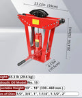 Heavy Duty 12 Ton Manual Hydraulic Pipe Bender With Six Adjustable Roller Dies For Precision Copper Tubing Bending, dimensions shown.