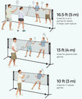 People playing with 10 Ft Badminton Net With Height Adjustable Poles And Clear Height Marks For Badminton Tennis Beach Volleyball Foldable Nylon