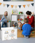 Rectangular Waterproof Fabric Storage Basket Featuring A Snazzy Printed Design, 15x9.8 inches, for organizing toys in a playroom.