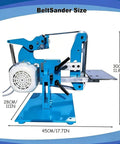 Heavy Duty Vertical And Horizontal Belt Sander With Brushless Motor, Tough As Nails Steel Frame For Wood And Metal Refinishing side view with dimensions.