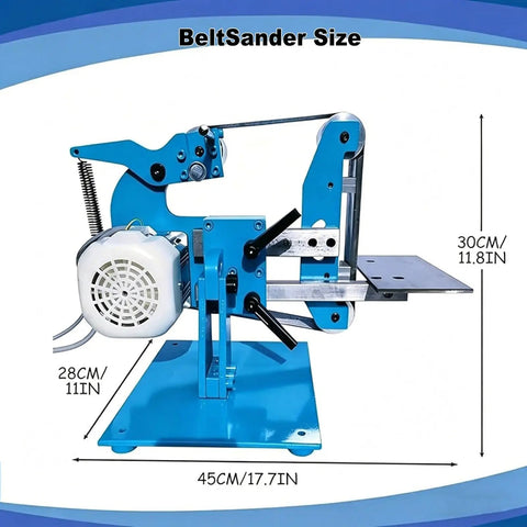 Heavy Duty Vertical And Horizontal Belt Sander With Brushless Motor, Tough As Nails Steel Frame For Wood And Metal Refinishing side view with dimensions.