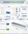 Product specification image for Garage Ready 30 Liter Ultrasonic Cleaner With Heater And Timer showing dimensions and details.