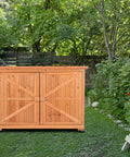 Outdoor Wooden Storage Shed With Extra Large Capacity Garden Tool Cabinet Weather Resistant Patio Organizer