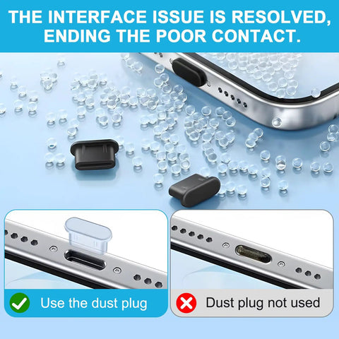 Ultimate 70 Piece USB Dust Cover Kit With Silicone Port Plugs protecting device ports and preventing contact issues.