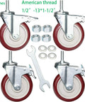 Bad Boy Heavy Duty 5 Inch Swivel Stem Casters 900 Lbs Capacity 360 Slick Rolling Wheels With Dual Safety Locks For Utility Carts And Gear Transfers Pack Of Four Bold Red including mounting hardware and wrench.