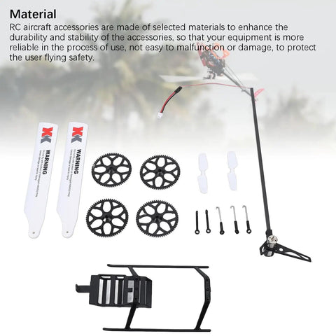 RC Helicopter Parts And Accessories Beefed Up Kit with landing gear, tail rotor, main gear, and pull rod for improved control on XK K11 K110S