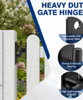 Beefy 6mm Steel Heavy Duty Gate Hinges Two-Pack, 600Lb Per Pair mounted on a wooden gate with rust-proof e-coating