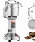 Beast Power 2000W Electric Grain Mill Grinder with 750g Capacity, stainless steel body, accessories, for dry grains and spices