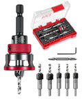 9 Piece Countersink Drill Bits Set with 82 Degree Countersinks, 5 Two Flute TCT Alloy Tapered Bits and Adjustable Depth Stop Collar