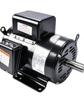Rock Solid Heavy Duty 7.5 Hp Air Compressor Motor Single Phase Electric Motor with black casing and warning labels.